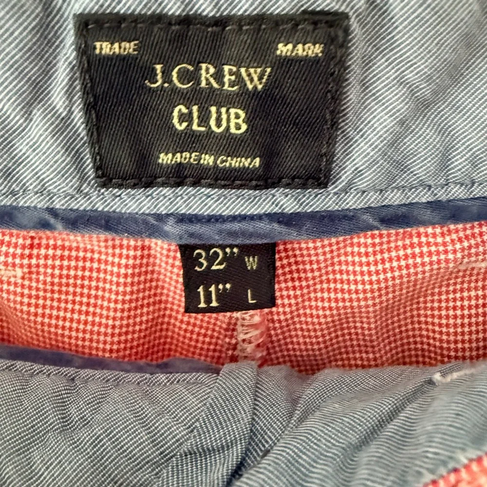 J.Crew Club Mens 32 Preppy Chino Shorts Red White Micro Check Cotton 11